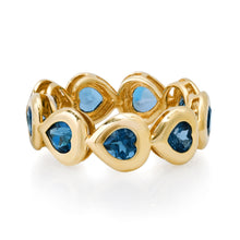 Bezel Set London Blue Topaz Heart Eternity Band Ring