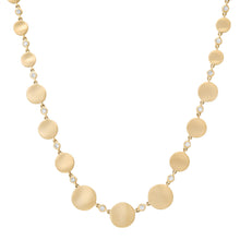 Satin Gold & Diamond Graduated Wavy Disc Necklace