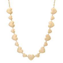 Satin Gold Alternating Puffy Heart Necklace