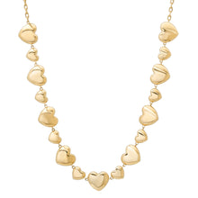 Satin Gold Alternating Puffy Heart Necklace