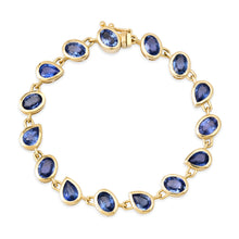 Bezel Set Pear & Oval Blue Sapphire Tennis Bracelet
