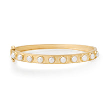 Matte Gold & Cabochon Gemstone Bangle Bracelet