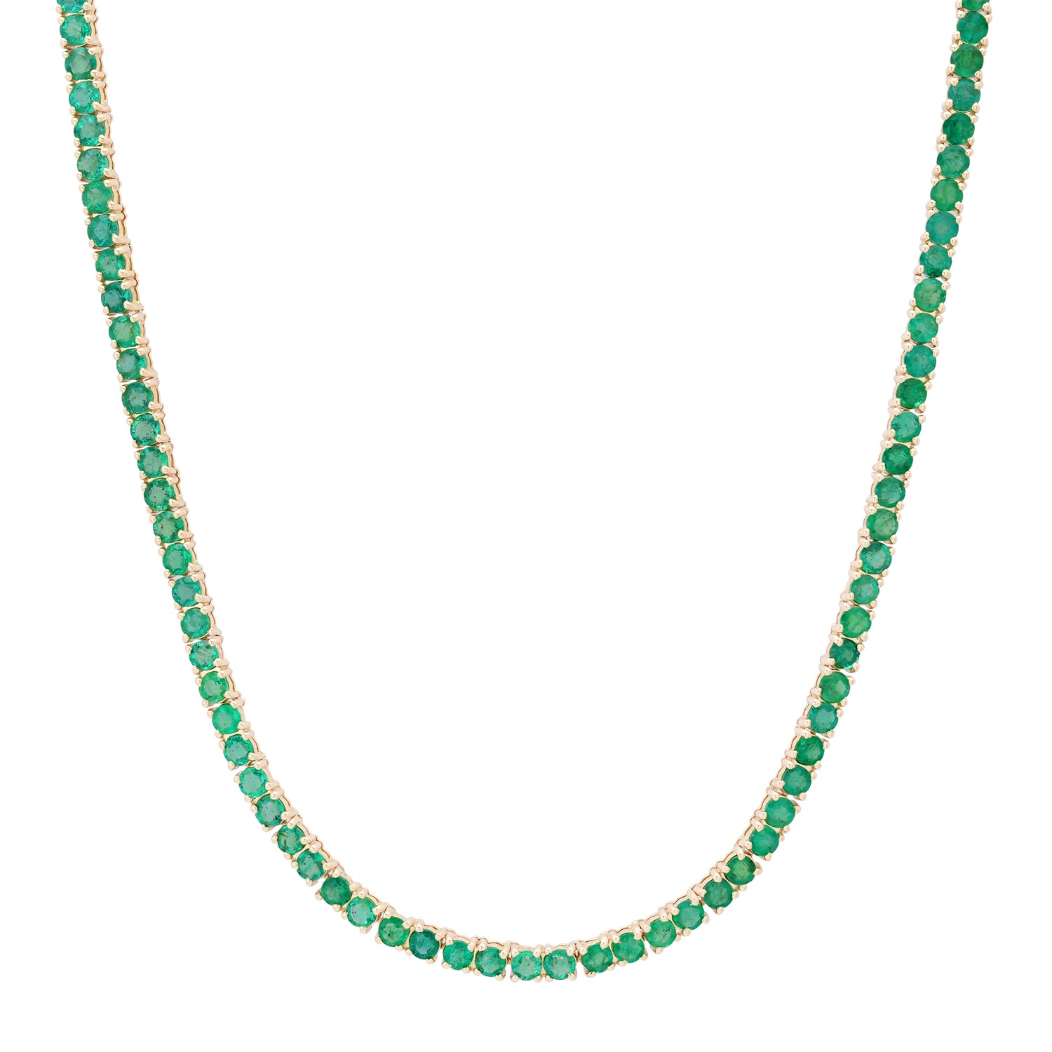 Everyday Round Emerald Tennis Necklace