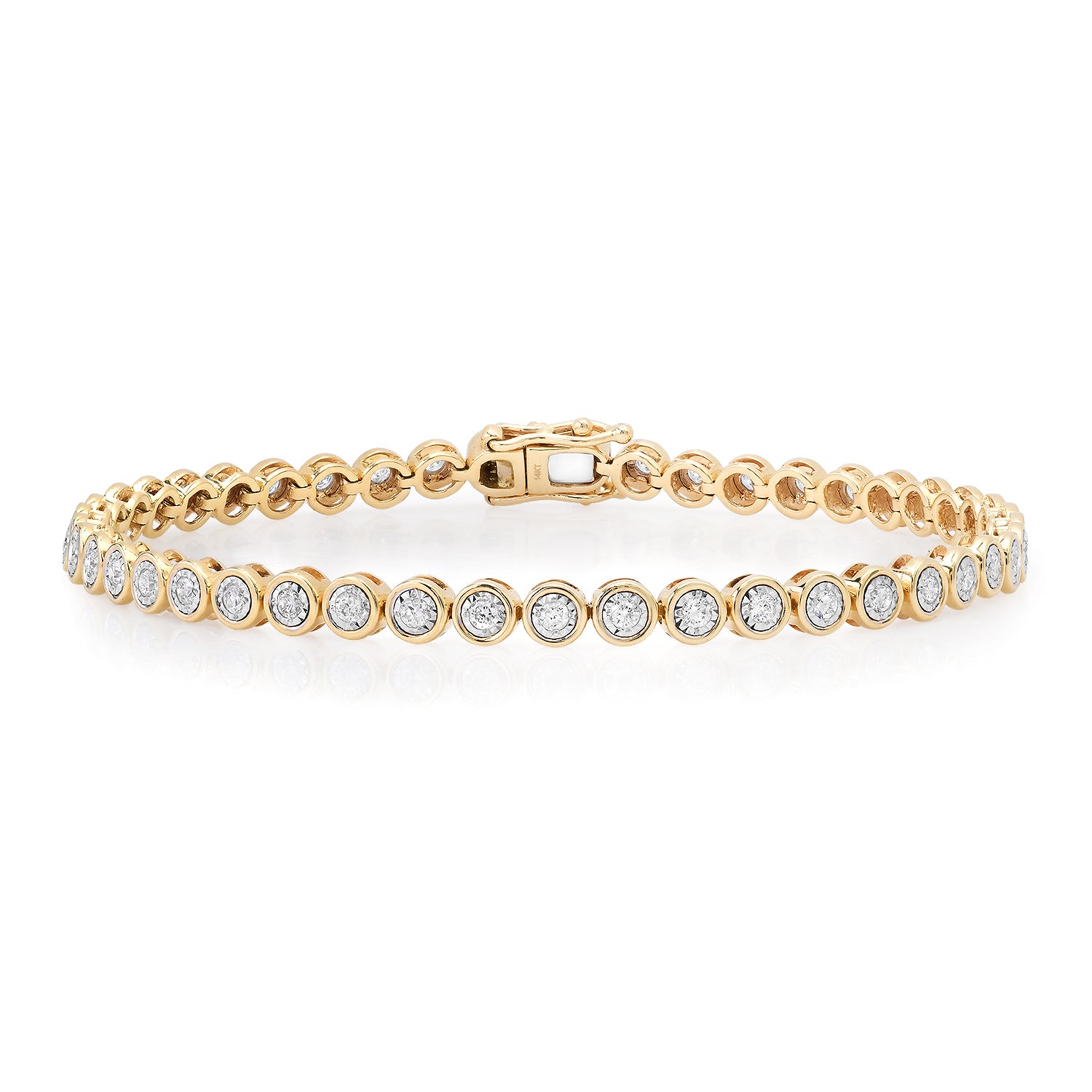 Bezel Set Round Diamond Tennis Bracelet with Miracle Plate