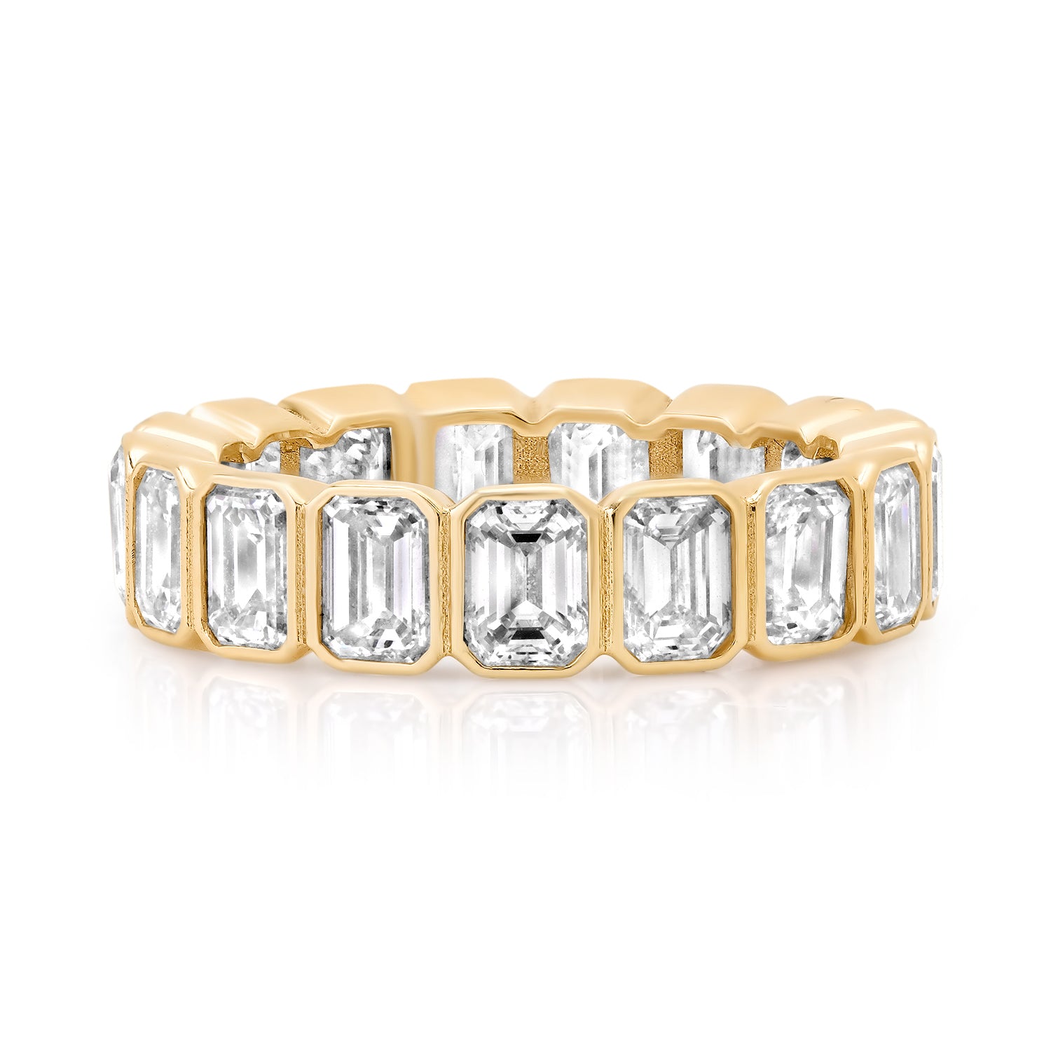 Jumbo Emerald Cut Bezel Set Diamond Eternity Band Ring