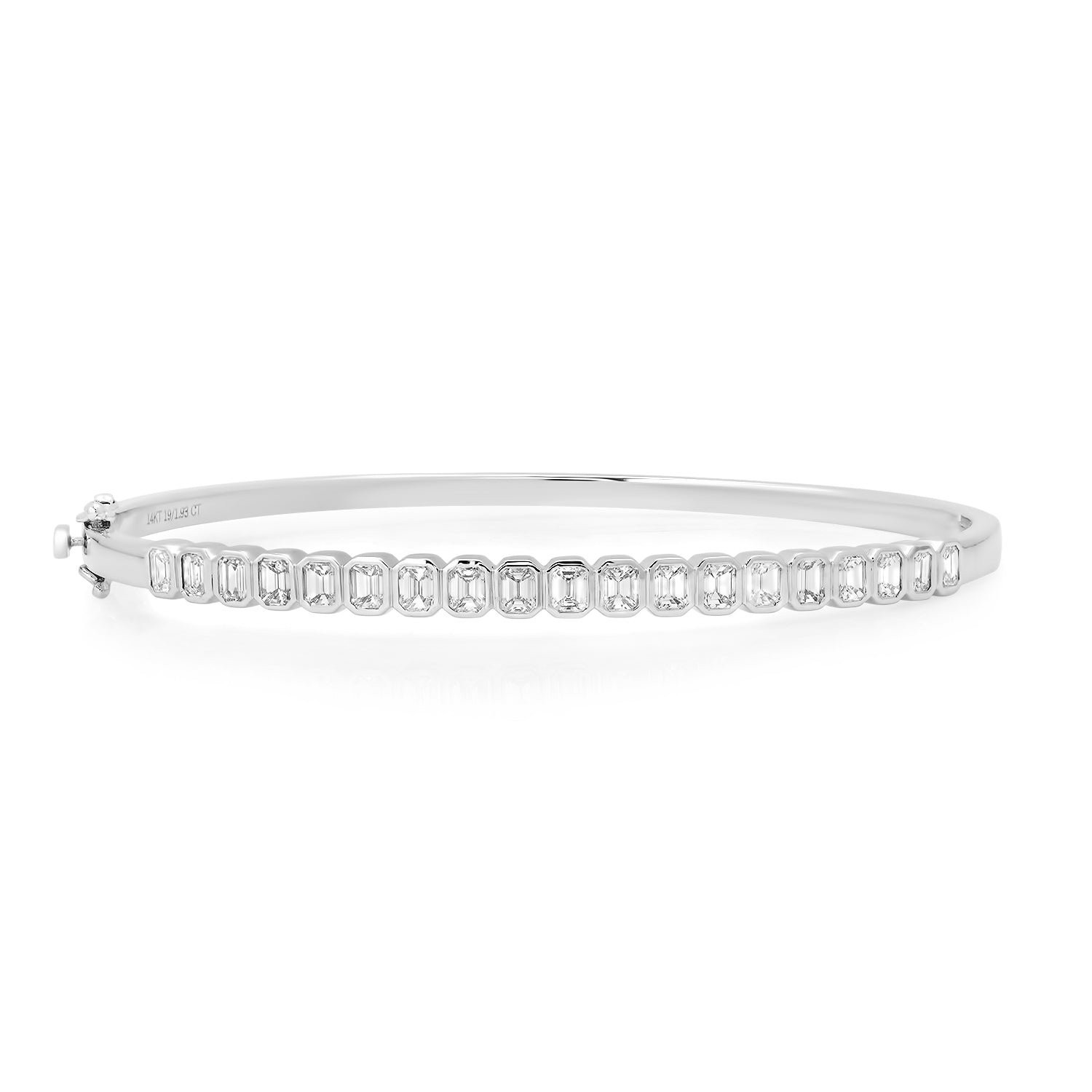 Petite Bezel Set Emerald Cut Diamond Bangle Bracelet
