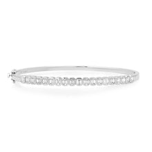 Petite Bezel Set Emerald Cut Diamond Bangle Bracelet