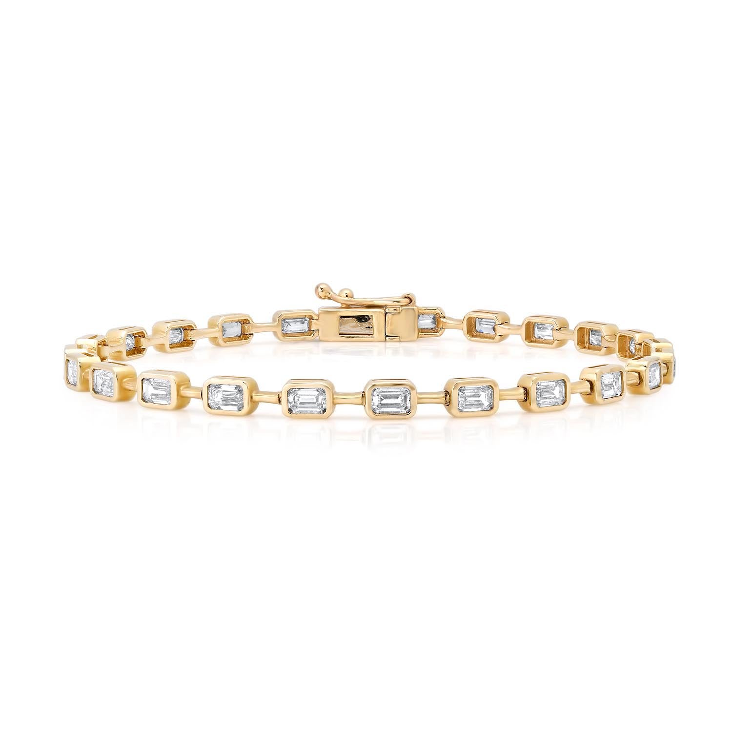 Segmented Emerald Cut Diamond Eternity Bezel Bracelet