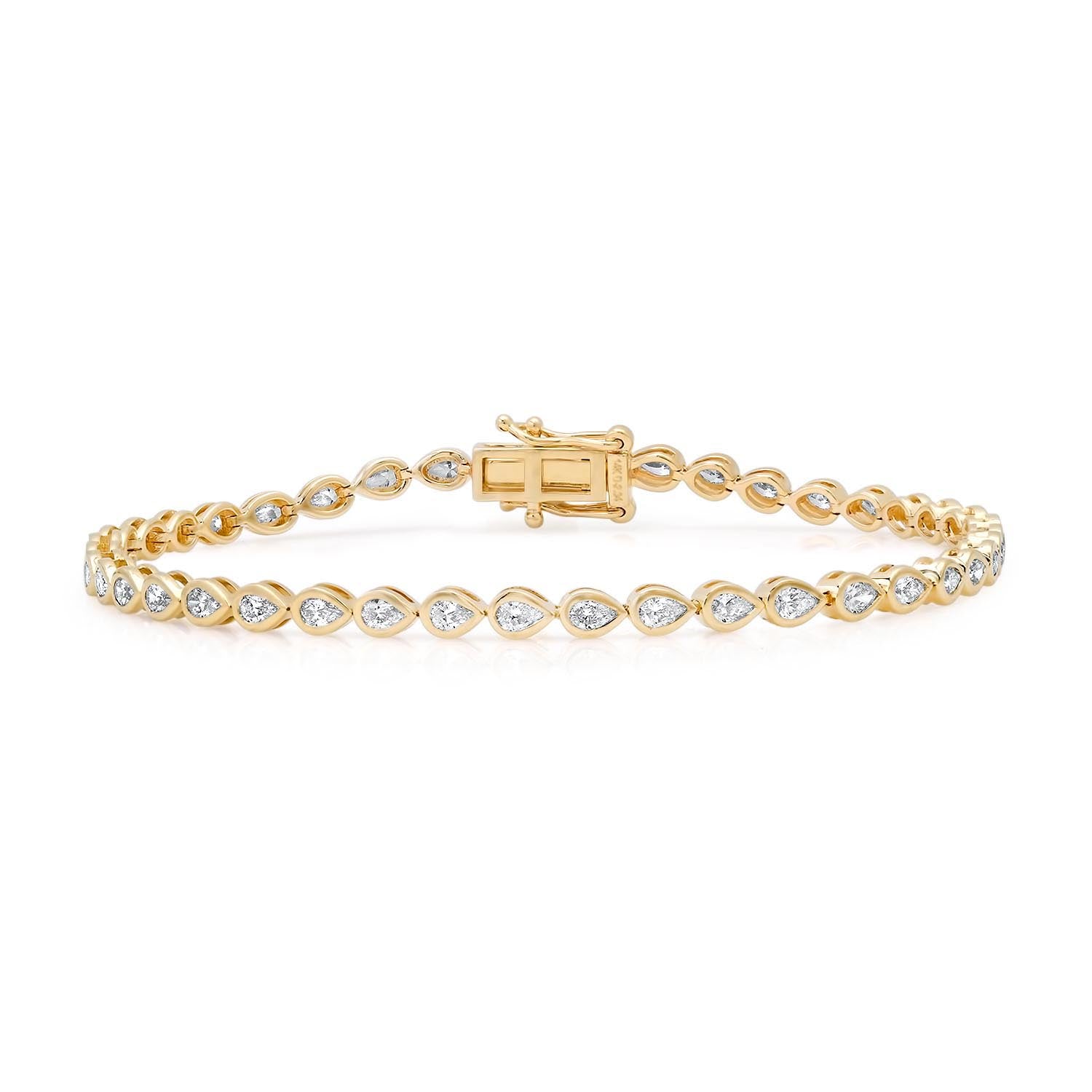 Petite Bezel Set Diamond Pear Eternity Bracelet