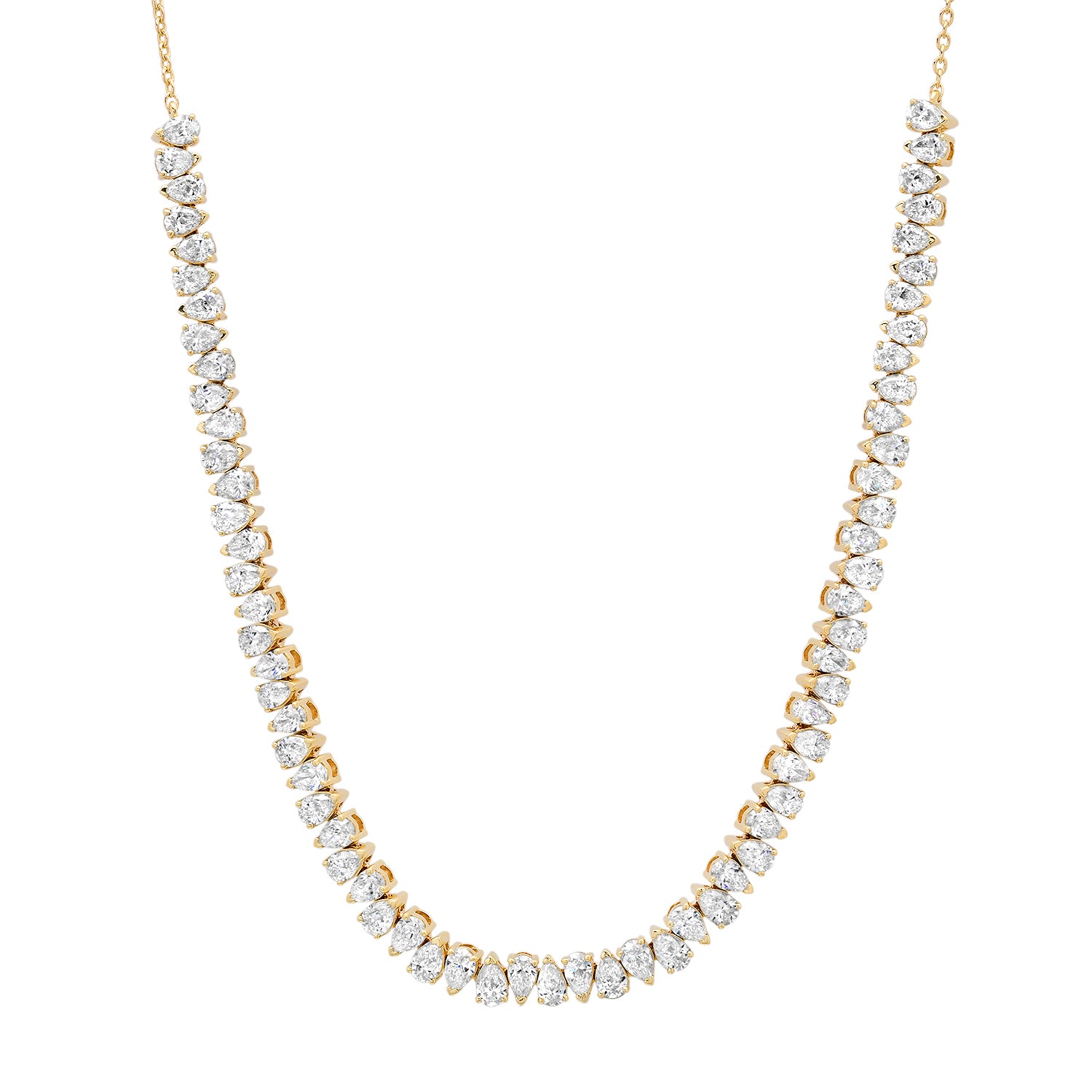 Alternating Diamond Pear Half Tennis Necklace