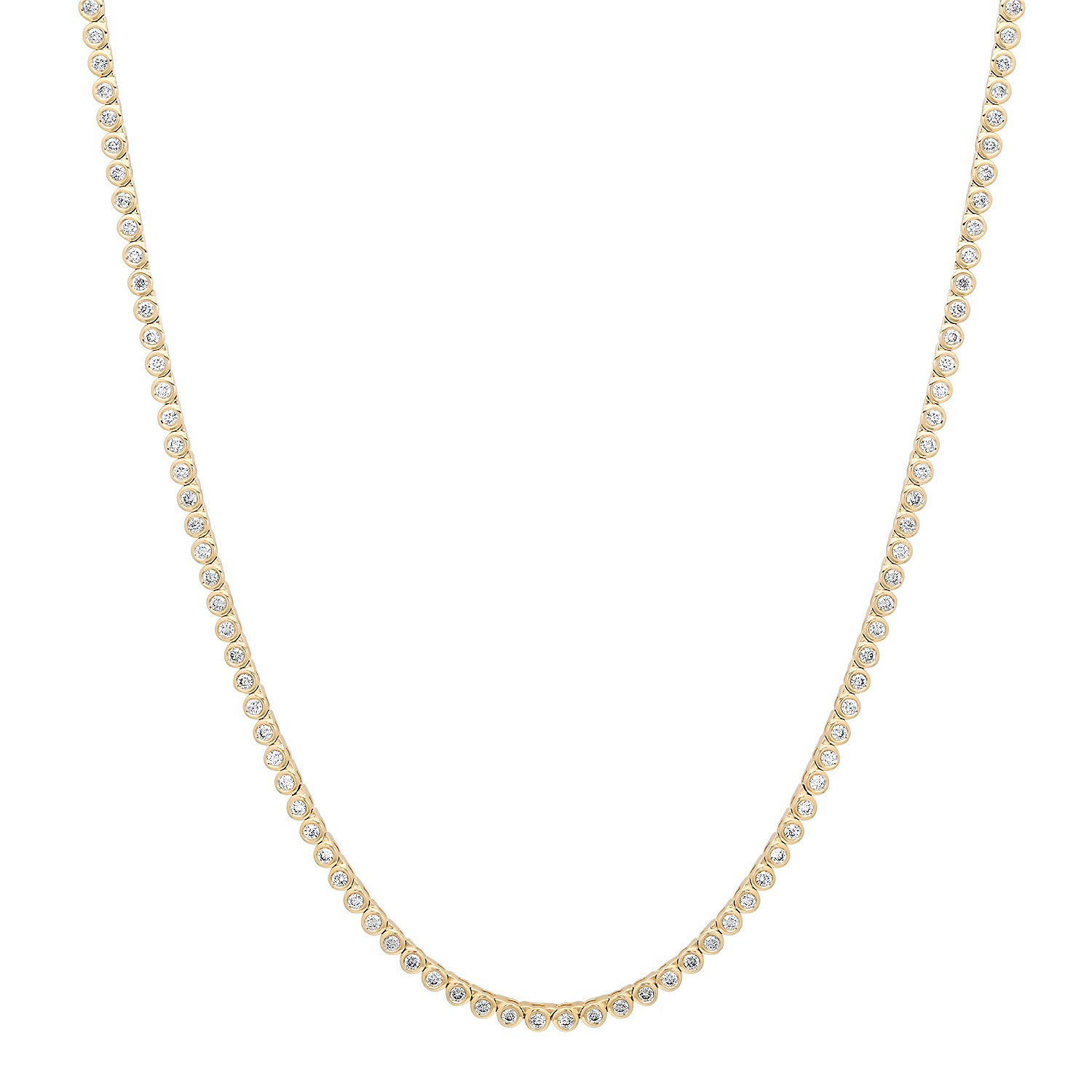 Bezel Set Petite Round Diamond Tennis Necklace