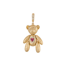 Teddy Bear Charm with Pink Tourmaline Heart