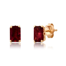 Emerald Cut Rubelite Sprinkle Stud Earrings
