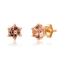 Hexagonal Pink Tourmaline Sprinkle Stud Earrings