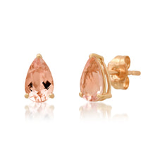 Morganite Pear Sprinkle Stud Earrings
