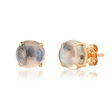 Round Moonstone Sprinkle Stud Earrings