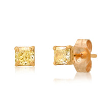 Petite Square Yellow Diamond Sprinkle Stud Earrings