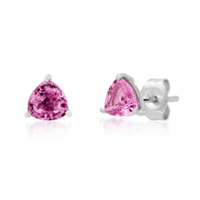 Trillion Cut Pink Sapphire Sprinkle Stud Earrings
