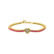 Ruby & Diamond Heart Eternity Bracelet