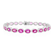 Oval Bezel Set Pink Sapphire Tennis Bracelet