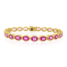 Oval Bezel Set Pink Sapphire Tennis Bracelet