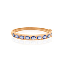Oval or Pear Bezel Set Blue Sapphire Bangle Bracelet