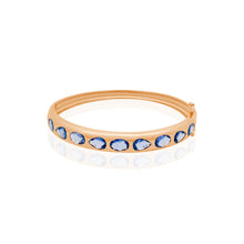 Oval or Pear Bezel Set Blue Sapphire Bangle Bracelet