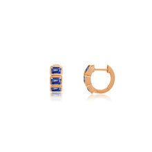 Bold & Bezel Set Blue Sapphire Statement Huggie Hoop Earrings