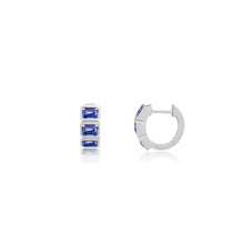 Bold & Bezel Set Blue Sapphire Statement Huggie Hoop Earrings