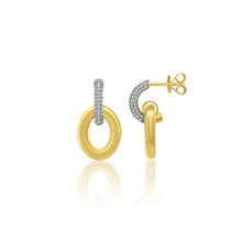Oval Golden Loop & Pave Diamond Statement Earrings