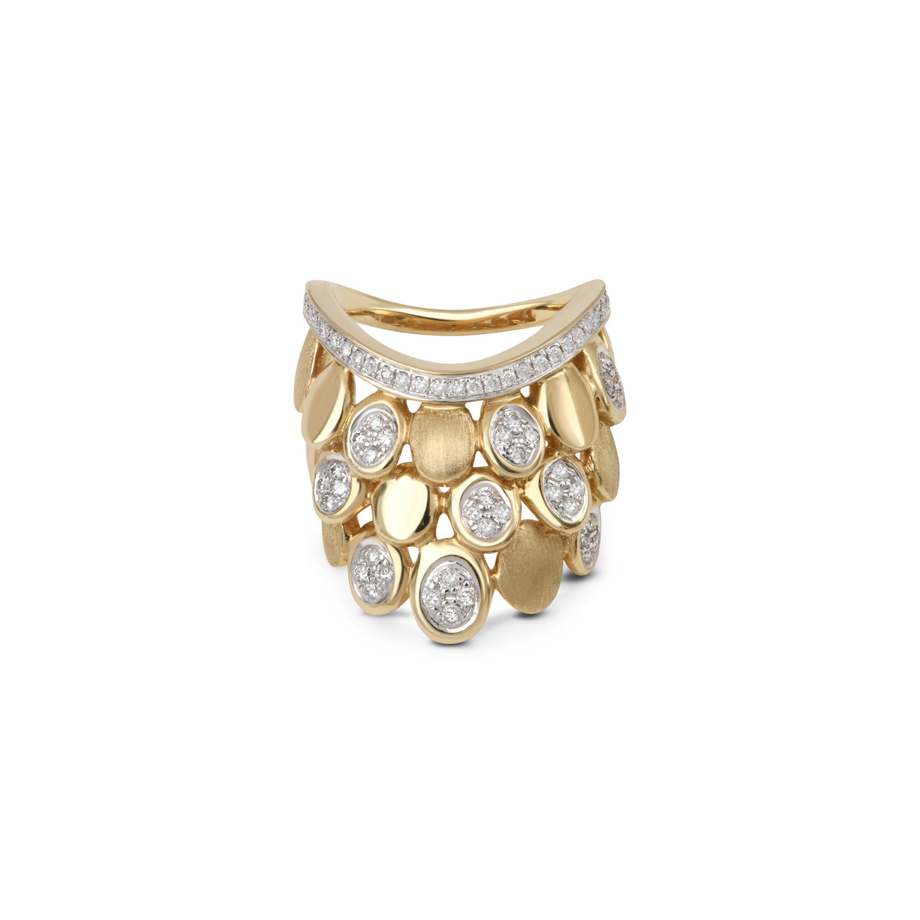 Diamond Bezel Blossom Pave or Gold Cascading Pear Statement Ring