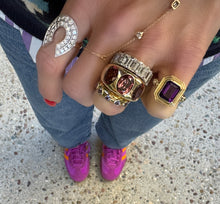 Blue Iolite or Pink Tourmaline Cooper Heart Band Ring