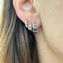 Bold & Bezel Set Blue Sapphire Statement Huggie Hoop Earrings