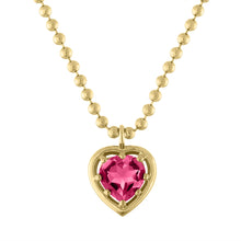 Cooper Ball Chain Gemstone Heart Necklace