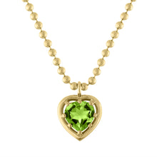 Cooper Ball Chain Gemstone Heart Necklace