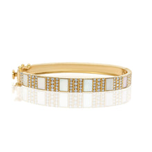 Pinstripe Strength Diamond Bangle Bracelet with Diamonds & Mother of Pearl