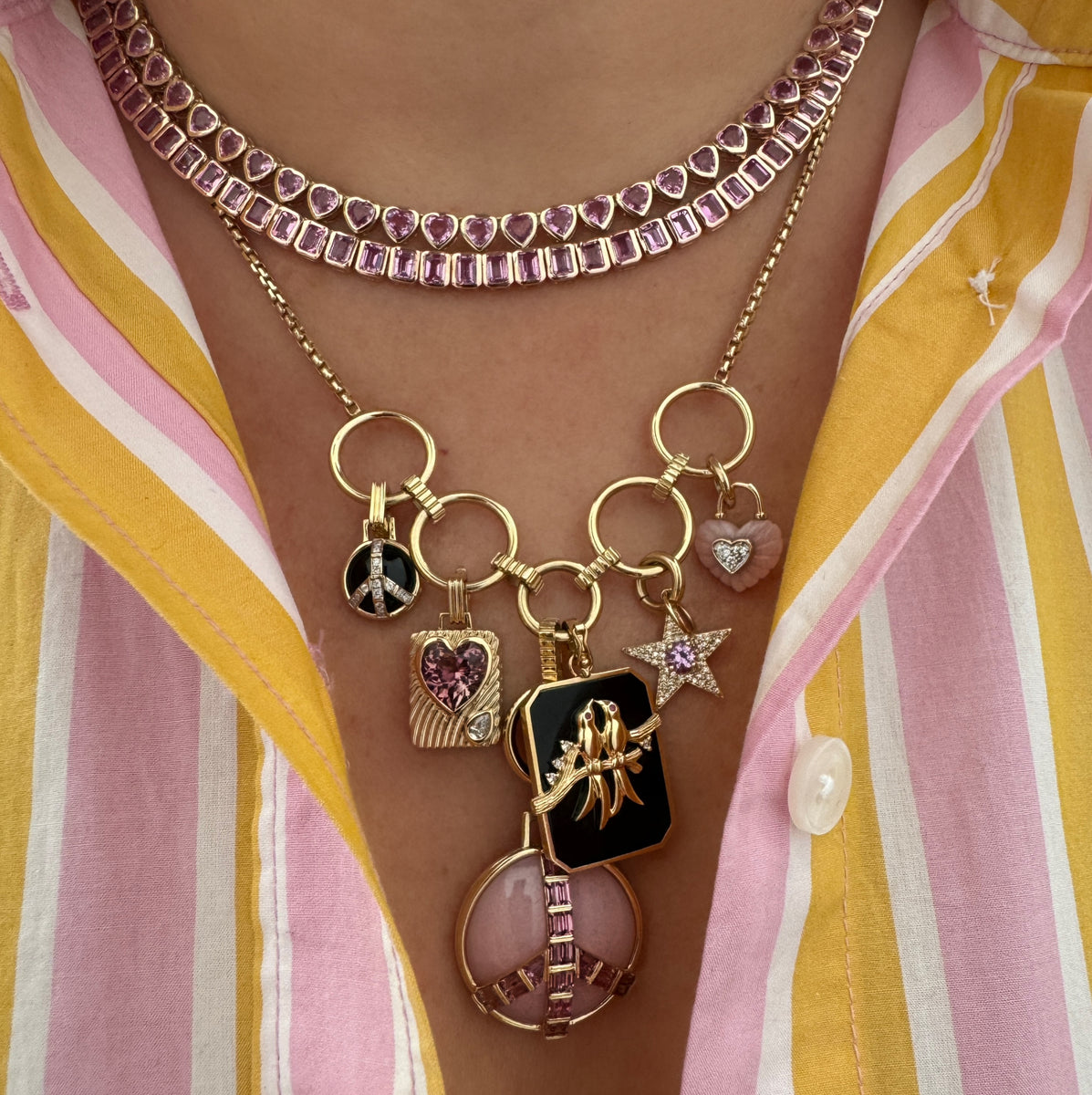 Cupid's Heart Bezel Set Pink Sapphire Tennis Necklace – Milestones