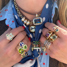 Cushion & Trillion Cut Green & Yellow Tourmaline Chunky Nomad Ring