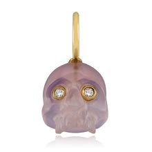 Chalcedony Skull Charm with Diamond Eyes