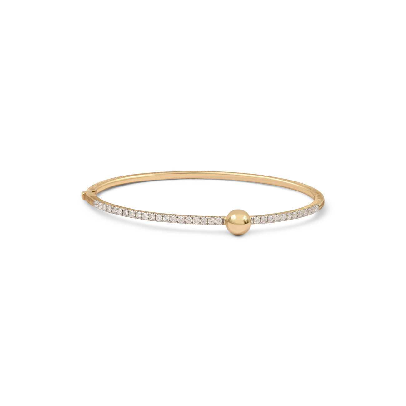 Satin Ball & Pave Diamond Line Bangle Bracelet