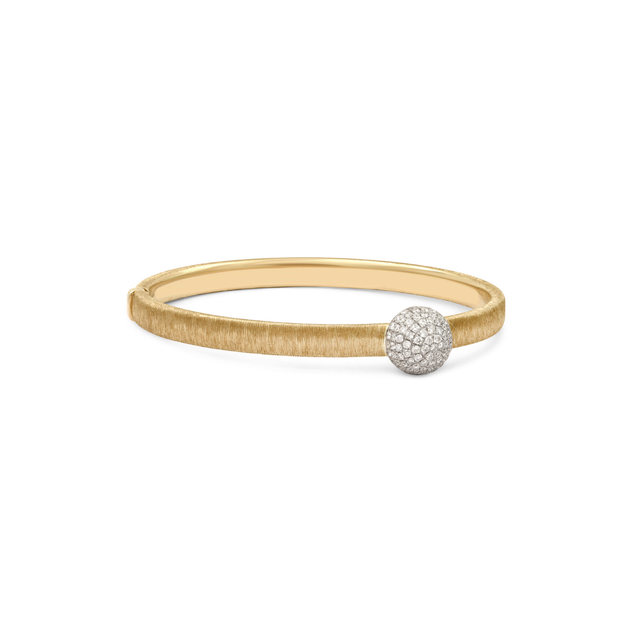 Medium or Large Satin Gold & Diamond Ball Bangle Bracelet