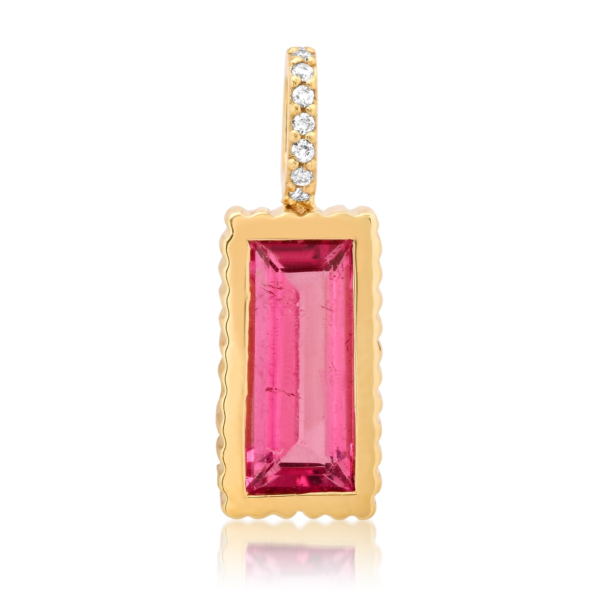 Dream in Technicolor Pink Tourmaline & Diamond Charm Pendant