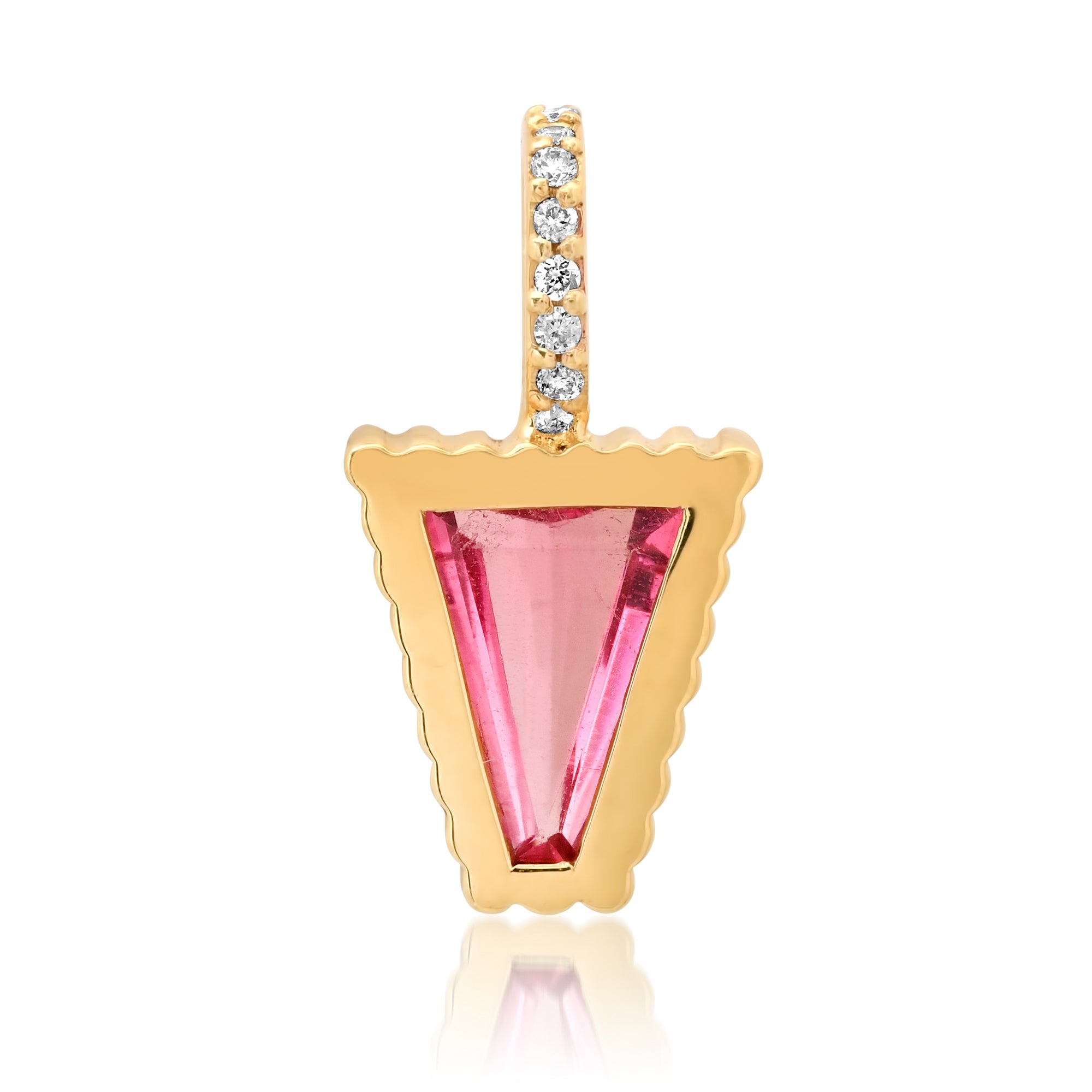 Dream in Technicolor Trapezoid Pink Tourmaline & Diamond Charm Pendant
