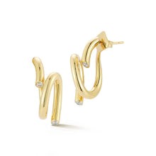 Thoby Gold & Diamond or All Diamond Duet Spiral Earrings