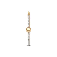 Small or Large Gold Ball & Pave Diamond Line Hoop Earring