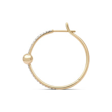 Small or Large Gold Ball & Pave Diamond Line Hoop Earring