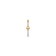Small or Large Gold Ball & Pave Diamond Line Hoop Earring