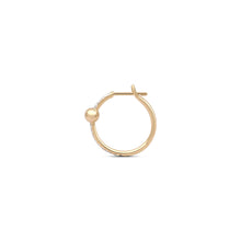 Small or Large Gold Ball & Pave Diamond Line Hoop Earring