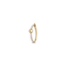 Small or Large Gold Ball & Pave Diamond Line Hoop Earring