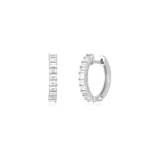 Prong Set Diamond Baguette Small Hoop Earrings